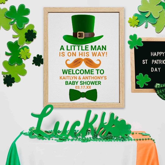 Modern Leprechaun St. Patrick's Day Baby shower Poster