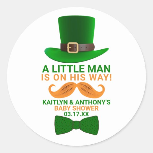 Modern Leprechaun St. Patrick's Day Baby shower Ronde Sticker (Voorkant)