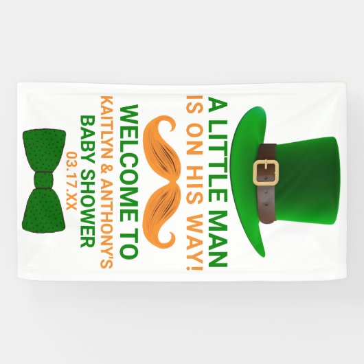 Modern Leprechaun St. Patrick's Day Baby shower Spandoek (Horizontaal)