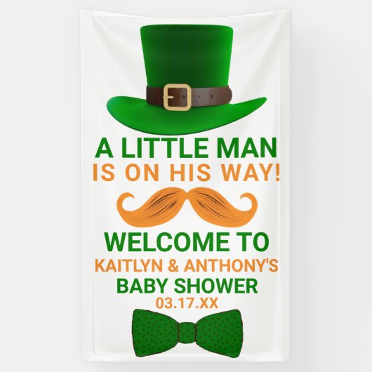 Modern Leprechaun St. Patrick's Day Baby shower Spandoek (Verticaal)