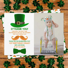 Modern Leprechaun St. Patrick's Day Birthday Foto Bedankkaart