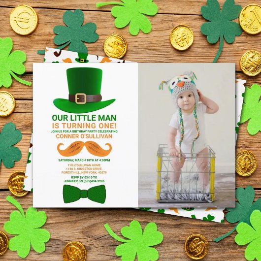 Modern Leprechaun St. Patrick's Day Birthday Foto Kaart
