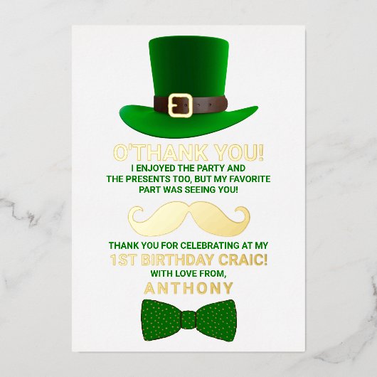 Modern Leprechaun St. Patrick's Day Real Folie Uitnodiging (Voorkant)