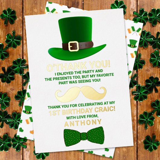 Modern Leprechaun St. Patrick's Day Real Folie Uitnodiging