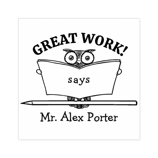 Modern leraar klaslokaal Uil Geweldig werk Rubberstempel (Afrduk)