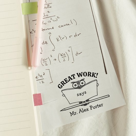 Modern leraar klaslokaal Uil Geweldig werk Rubberstempel