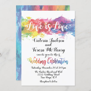 Modern Lesbian Gay Waterverf Wedding Kaart