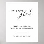 Modern Let Love Glow Weddenschap Glow Stick Sign Poster (Voorkant)