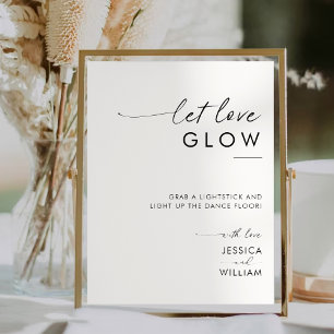 Modern Let Love Glow Weddenschap Glow Stick Sign Poster