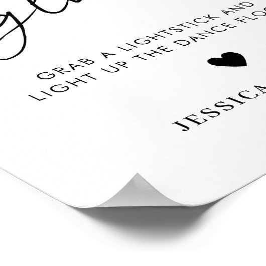 Modern Let Love Glow Weddenschap Glow Stick Sign Poster (Hoek)