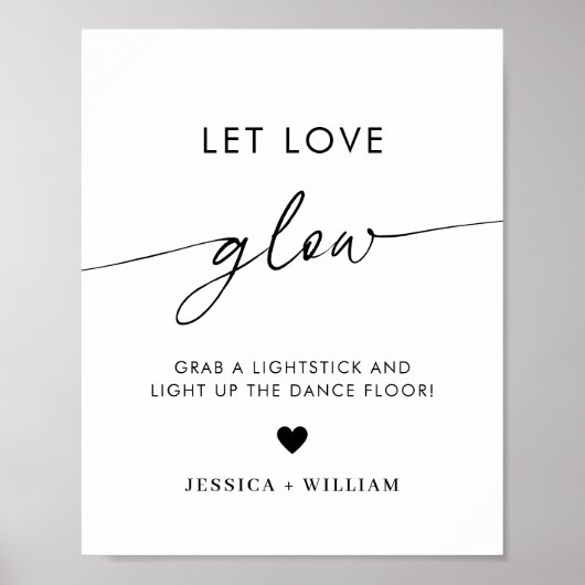 Modern Let Love Glow Weddenschap Glow Stick Sign Poster (Voorkant)