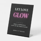 Modern Let Love Glow Weddenschap Glow Stick Sign Reclamebord Met Voetstuk (Voorkant)