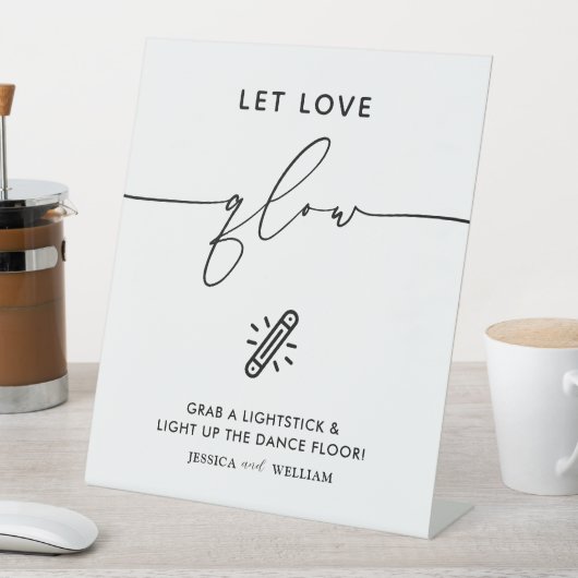 Modern Let Love Glow Weddenschap Glow Stick Sign Reclamebord Met Voetstuk (Insitu)