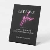 Modern Let Love Glow Weddenschap Glow Stick Sign Reclamebord Met Voetstuk (Voorkant)
