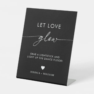 Modern Let Love Glow Weddenschap Glow Stick Sign Reclamebord Met Voetstuk