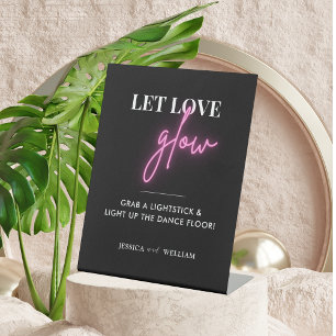 Modern Let Love Glow Weddenschap Glow Stick Sign Reclamebord Met Voetstuk