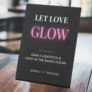 Modern Let Love Glow Weddenschap Glow Stick Sign Reclamebord Met Voetstuk