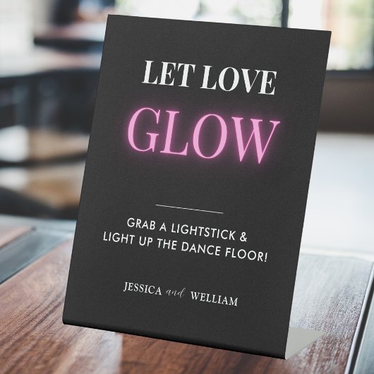 Modern Let Love Glow Weddenschap Glow Stick Sign Reclamebord Met Voetstuk