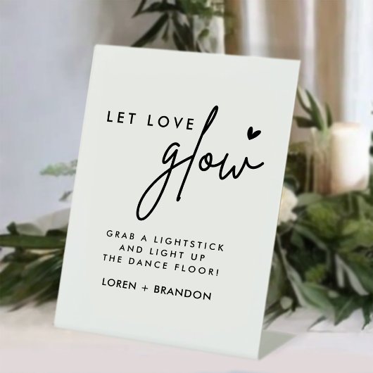 Modern Let Love Glow Weddenschap Glow Stick Sign Reclamebord Met Voetstuk