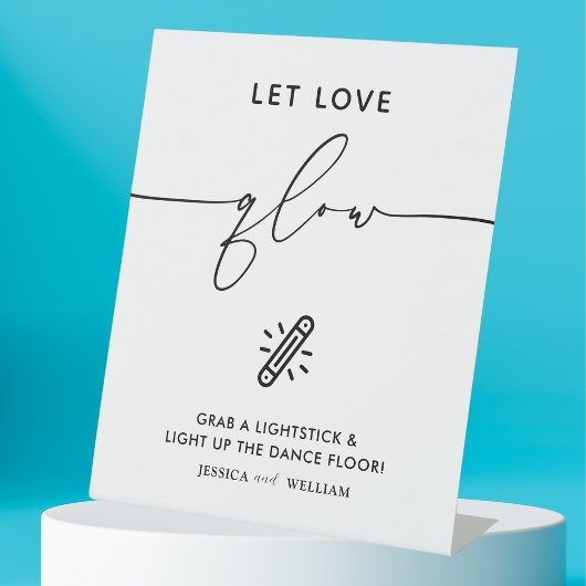 Modern Let Love Glow Weddenschap Glow Stick Sign Reclamebord Met Voetstuk