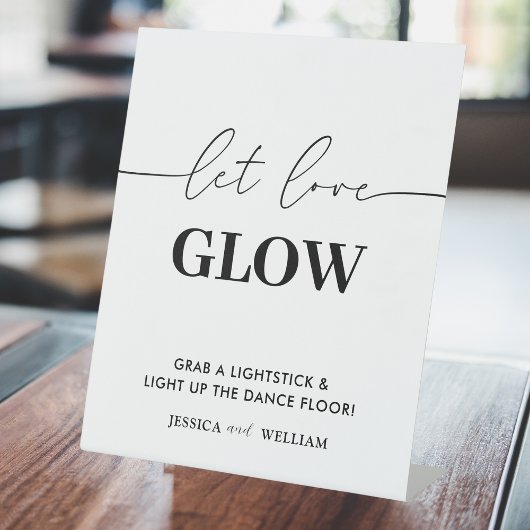 Modern Let Love Glow Weddenschap Glow Stick Sign Reclamebord Met Voetstuk
