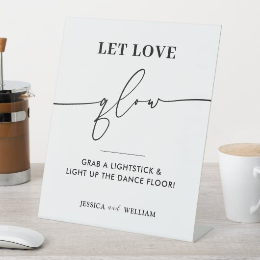 Modern Let Love Glow Weddenschap Glow Stick Sign Reclamebord Met Voetstuk (Insitu)