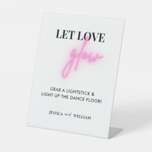 Modern Let Love Glow Weddenschap Glow Stick Sign Reclamebord Met Voetstuk