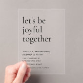 Modern “Let’s Be Joyful Together” Christmas Acryl Uitnodigingen (Insitu (Draagbaar))