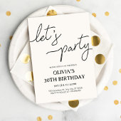 Modern Let’s Party 30th Birthday Kaart