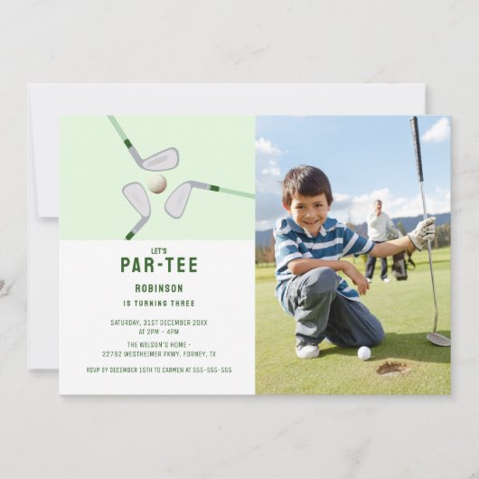 Modern Let's Par-t-shirt golfverjaardagsfoto Kaart (Voorkant)