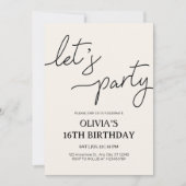 Modern Let's Party 16e verjaardag Kaart (Voorkant)