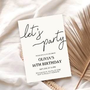 Modern Let's Party 16e verjaardag Kaart