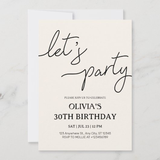 Modern Let's Party 30e verjaardag Kaart (Voorkant)