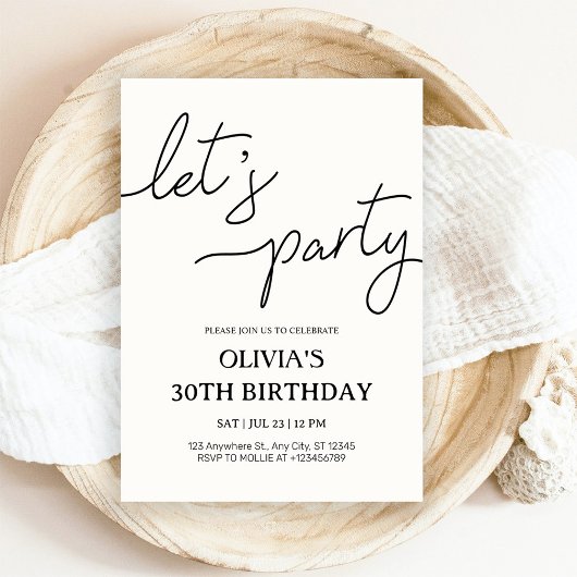 Modern Let's Party 30e Verjaardag Kaart