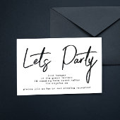 Modern Let's Party Black White Wedding Reception Kaart
