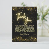 Modern Let's Party Zwart en Goud Neon Glow Light Bedankkaart (Staand voorkant)