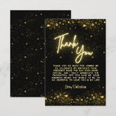 Modern Let's Party Zwart en Goud Neon Glow Light Bedankkaart (Voorkant / Achterkant)