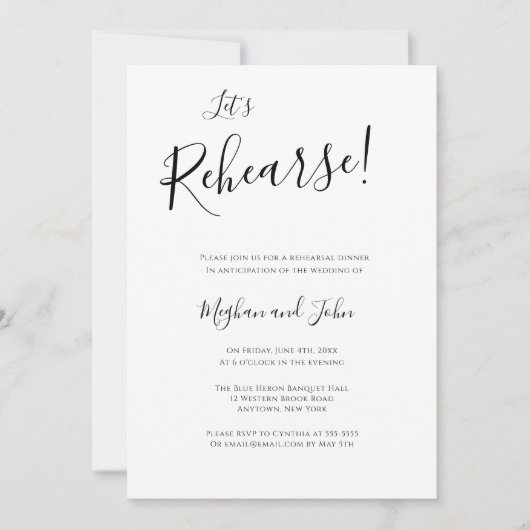 Modern Let's Rehearse Rehearsal Dinner Invitations Kaart (Voorkant)