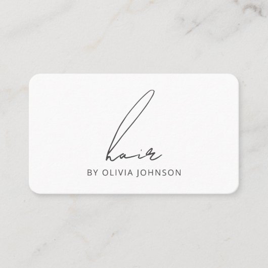 Modern Lettered Script Hair Stylist Visitekaartje (Voorkant)
