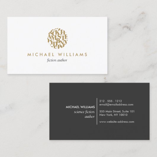 Modern Letterform Logo I voor auteurs en schrijver Visitekaartje (Voorkant / Achterkant)
