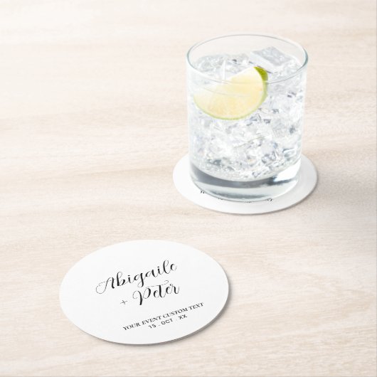 Modern Lettering Couples Name Party Event Ronde Kartonnen Onderzetter (Insitu)