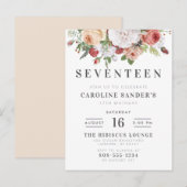 Modern Lettering & Waterverf Bouquet Birthday Uitnodiging Briefkaart (Voorkant / Achterkant)