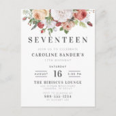 Modern Lettering & Waterverf Bouquet Birthday Uitnodiging Briefkaart (Voorkant)