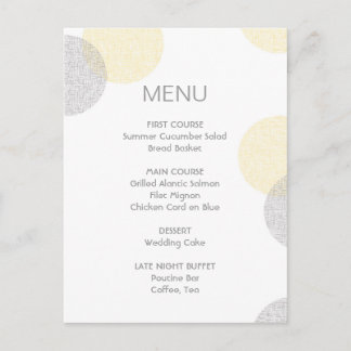 Modern Letterpress Style Circle Wedding Menu Kaart