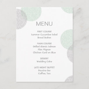 Modern Letterpress Style Circle Wedding Menu Kaart