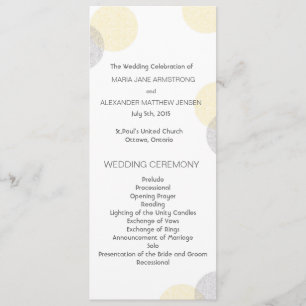 Modern Letterpress Style Circle Wedding Program Programmakaart