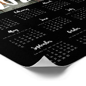 Modern lettertype 2025 familiefoto Zwarte kalender Poster (Hoek)