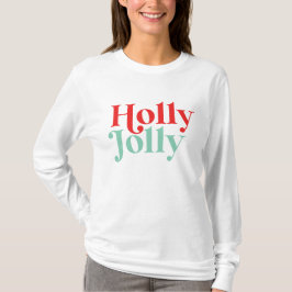 Modern lettertype boho Holly Jolly Kerstmis T-shirt
