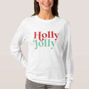 Modern lettertype boho Holly Jolly Kerstmis T-shirt