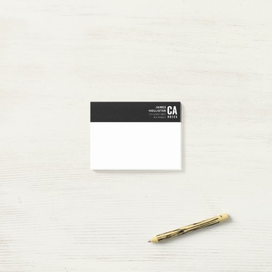 Modern lettertypedesign | Zwart & Wit Post-it® Notes (Op bureau)